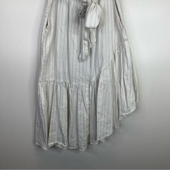 Marissa Webb Kierra Linen Blend Pinstriped Midi dress white - 4 - Picture 4 of 11